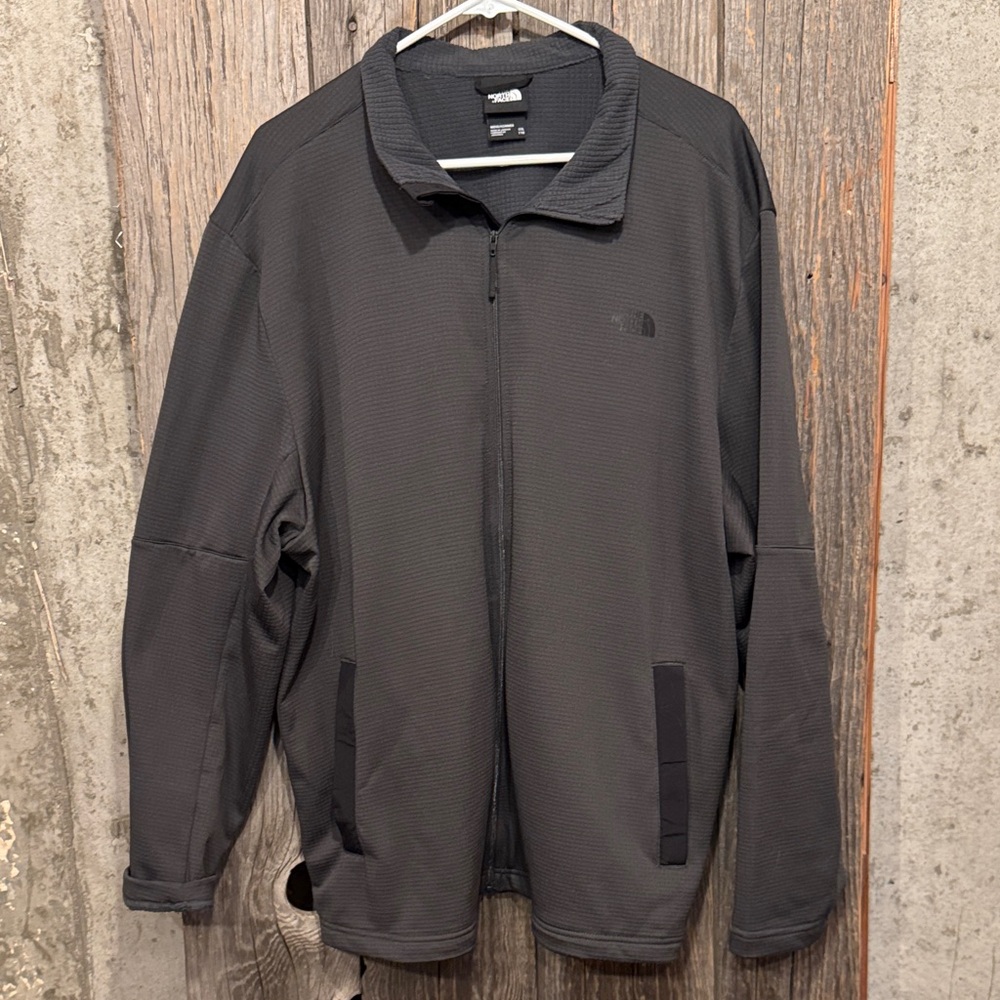The North Face Men's Dark Gray Lightweight Zip Jacket with hip pocket